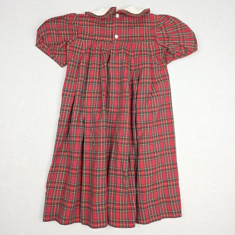 VTG Orient Express Girls Short Sleeve Dress‎ 3 Red Plaid Smock Holiday Hong Kong - Picture 7 of 12